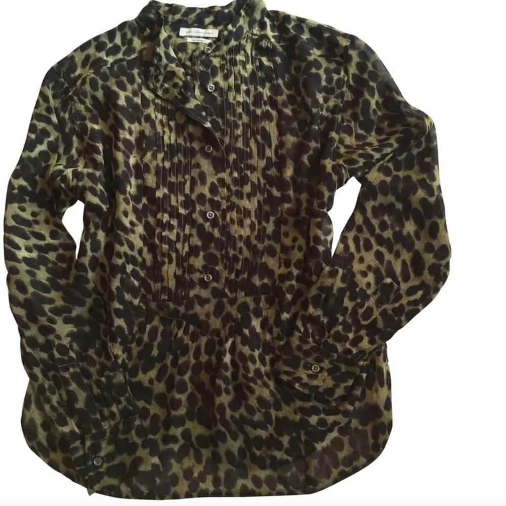 Isabelle Marant Blouse, Green and black leopard print